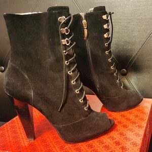 Guess by Marciano Black Suede Heeled Boots